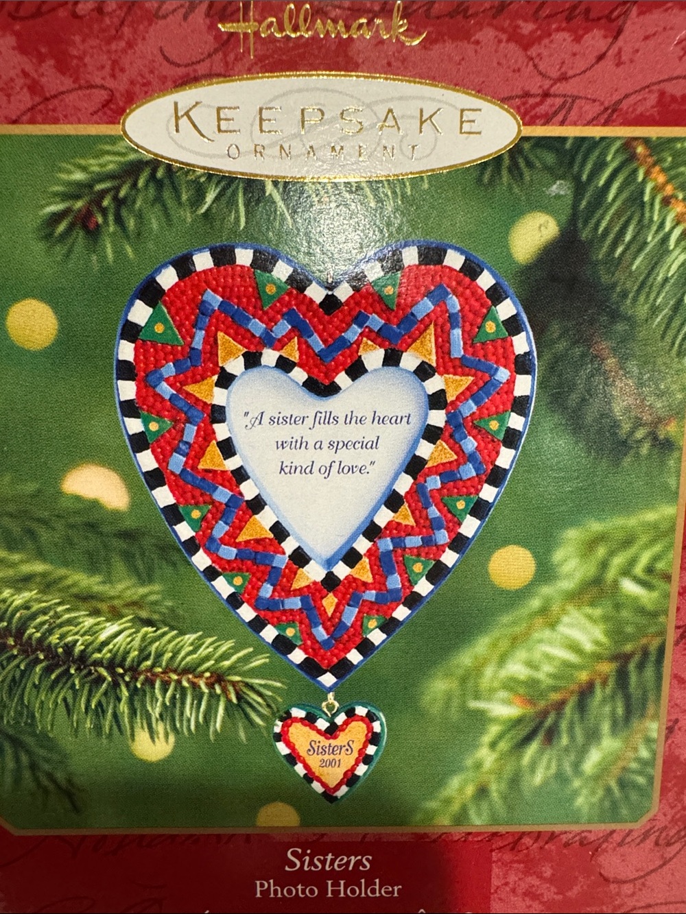 Hallmark Heart Sisters Photo Holder Ornament